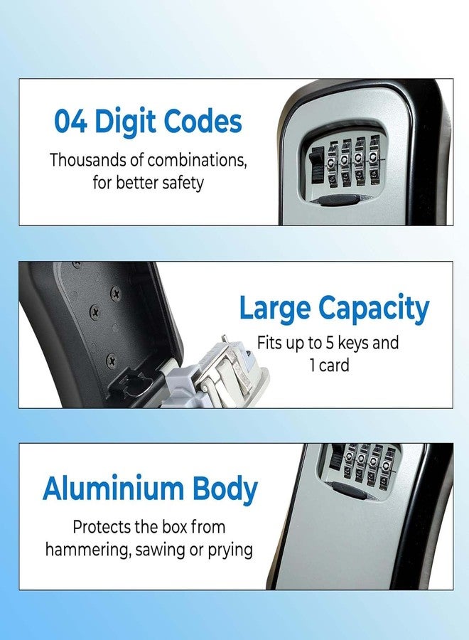 SKOFRI Key Safe Wall Mounted, 4 Digit Combination Key Safe Lock Box Outdoor, Weatherproof, for Share and Secure Keys, Combination Lock for Homestay Garage Office Industries - Image 5